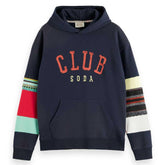 SCOTCH AND SODA Relaxed-Fit Club Soda Applique Hoodie at Gravity NYC